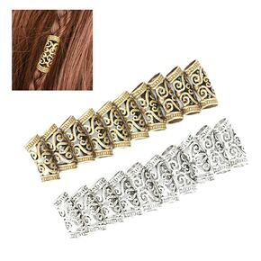 20Pcs Hair Braid Beads Dreadlock Bead Cuff Clip Alloy Braid Ring Silver Gold