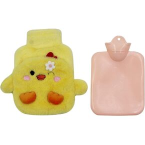 زجاجة مياه ساخنة مطاطية لتدفئة اليد من MOSSTYYUS مع غطاء قطيفة كيس ماء ساخن من مادة PVC مانعة للتسرب، ديناصور، 400 مل in Kuwait