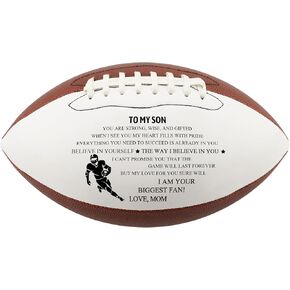 Engraved Footballs for Son from Mom - Indoor/Outdoor Football with Pump & Carrying Bag, Leather American 9" Football - Birthday Anniversary Christmas Graduation Best Gifts for Son