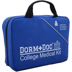 175 Piece Emergency First Aid Kit for College Students - Dorm Room Medical Kit with OTC Medicines and Bandages - Health Kit in Compact Zipper Case for School, Sports, Vehicle and Travel Blue in Kuwait