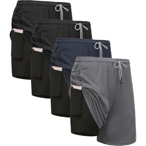 1/4 Pack Mens 2 in 1 Running Workout Shorts with Liner,Gym Athletic Quick Dry Sport Shorts with Pockets