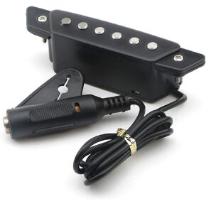 1pcs 6-String SH-85 Soundhole Pickup EQ Preamp Pickup with Active Power Jack for Folk Acoustic Guitar, Ukulele (Sanding Black)