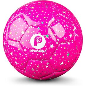 Soccer Ball Size 4, Glitter Shiny Stars Soccer Balls for Kids Girls Boys Child 5-7 8-12 Gift Outdoors Sports Training Ball Recreation Playing Ball (Hot Pink)