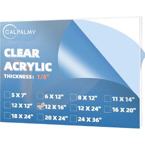 CALPALMY (4-Pack) 12x16" Clear Acrylic Sheet Plexiglass 1/8" Thick, Use for Craft Projects, Signs, Display Cases and More, Cut with Cricut, Engraver, Saw or Hand Tools – No Knives