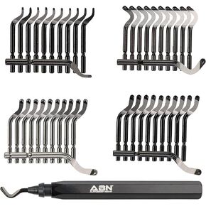 ABN Steel Deburring Tool for Metal, Resin, Plastic - 42 Piece 3D Printer Deburring Tool Kit - Hand Deburring Tool with Hooked Blades, Small Hole Blades, Hard Material Blades