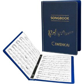 Sheet Music Folder 110-Page - Leather Choral Music Holder, Fits Letter Size 8.2 x 11 Inch, Blue - Ideal for Musicians, Choir Singers, Stage Performances