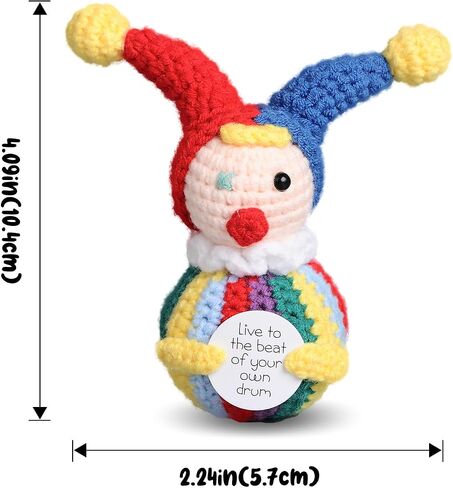 Cute Funny Positive Crochet Clown Doll Emotional Support Knitted Mini Clown with Bookmark Novelty Gift for Room,Car,Home Decor,Party,Women,Kids Birthday in Saudi Arabia