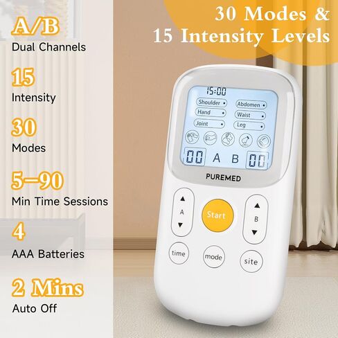 30 Modes TENS Unit Muscle Stimulator Machine, Pain Relief Therapy, Dual Channel 15 Intensities, EMS Electric Pulse Massager for Back, Shoulder, Sciatica, Knee in Saudi Arabia