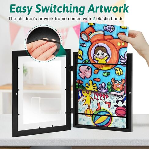 إطار فني للأطفال، إطار عمل فني مفتوح أمامي 8.3x11.8 للأطفال قابل للتغيير مقاس A4 إطارات تخزين لعرض الأعمال الفنية للصور ثلاثية الأبعاد، والحرف اليدوية، ورسم الأطفال، والصور، والفن المعلق، والعمل المدرسي in Kuwait