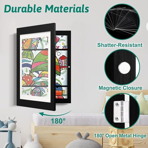 إطار فني للأطفال، إطار عمل فني مفتوح أمامي 8.3x11.8 للأطفال قابل للتغيير مقاس A4 إطارات تخزين لعرض الأعمال الفنية للصور ثلاثية الأبعاد، والحرف اليدوية، ورسم الأطفال، والصور، والفن المعلق، والعمل المدرسي in Kuwait