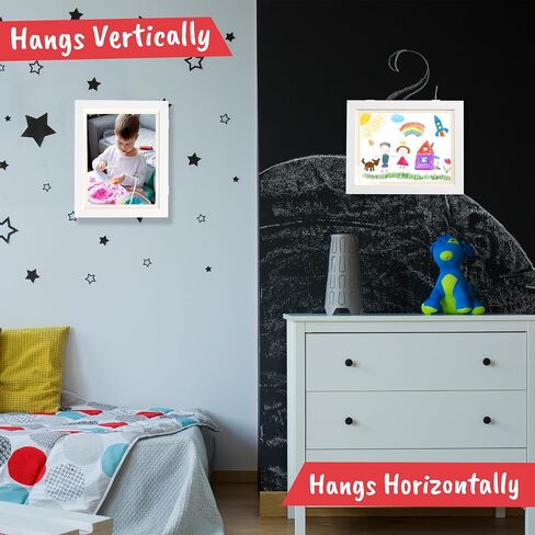 Kids Art Frame White 2 Pcs – 8.5 x 11" Artwork Frames for Kids Art with Color Pencils & Drawing Paper – Wall Mounted changeable artwork frames kids Vertical & Horizontal – Holds 50 Drawings, 3D Crafts. in Saudi Arabia