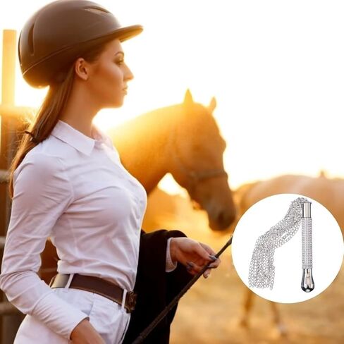 سلسلة حديدية 18 بوصة لركوب الخيل، وسوط ركوب الخيل مع مقبض زجاجي، سوط حصان الفروسية للأزواج in Saudi Arabia