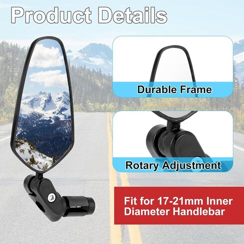 Bar End Bike Mirrors HD Stainless Steel Lens Bicycle Rearview Mirror High–Definition Convex Glass Lens Scratch Resistant, Safe Rearview Mirrors for Scooter Mountain bikes, 1 Set in Saudi Arabia