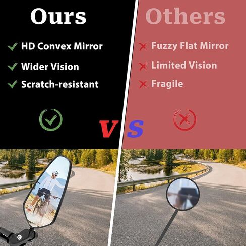 Bar End Bike Mirrors HD Stainless Steel Lens Bicycle Rearview Mirror High–Definition Convex Glass Lens Scratch Resistant, Safe Rearview Mirrors for Scooter Mountain bikes, 1 Set in Saudi Arabia