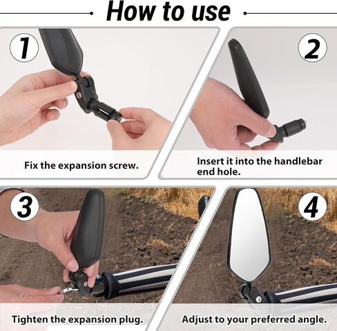 Bar End Bike Mirrors HD Stainless Steel Lens Bicycle Rearview Mirror High–Definition Convex Glass Lens Scratch Resistant, Safe Rearview Mirrors for Scooter Mountain bikes, 1 Set in Saudi Arabia