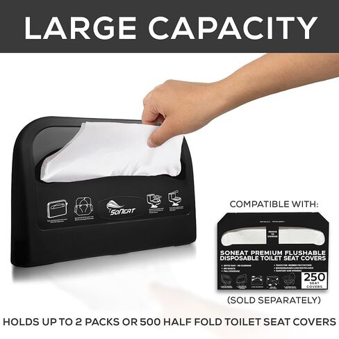 Toilet Seat Cover Dispenser - Holds 500 Sheets of Disposable Toilet Seat Covers, Wall Mounted and Heavy Duty ABS Plastic Seat Cover Holder for Commercial and Residential Use, Black in Saudi Arabia