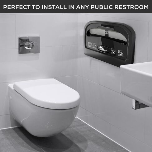 Toilet Seat Cover Dispenser - Holds 500 Sheets of Disposable Toilet Seat Covers, Wall Mounted and Heavy Duty ABS Plastic Seat Cover Holder for Commercial and Residential Use, Black in Saudi Arabia