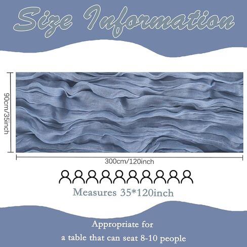 6 Pack Baby Blue Cheesecloth Table Runner 10FT Boho Gauze Fabric Table Runner 35 x 120 Inch Rustic Sheer Runner for Wedding Birthday Baby Shower Party Boho Table Decoration（Baby Blue） in Saudi Arabia