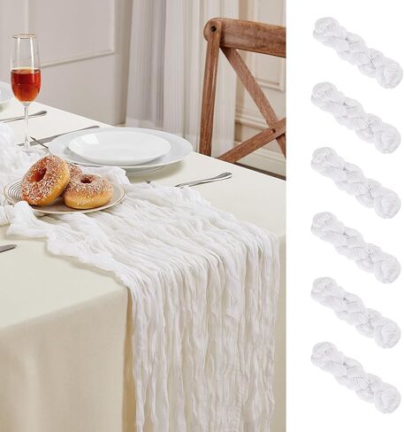 Beige Cheesecloth Table Runner 10FT Boho Gauze Table Runner 35x120 Inch Long Rustic Sheer Runner for Wedding Bridal Baby Shower Birthday Party Table Decor Thanksgiving Christmas Decorations in Saudi Arabia