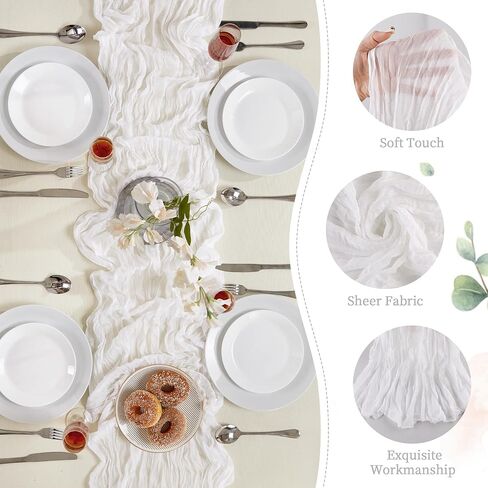 Beige Cheesecloth Table Runner 10FT Boho Gauze Table Runner 35x120 Inch Long Rustic Sheer Runner for Wedding Bridal Baby Shower Birthday Party Table Decor Thanksgiving Christmas Decorations in Saudi Arabia