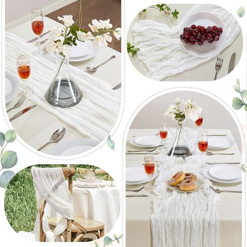 Beige Cheesecloth Table Runner 10FT Boho Gauze Table Runner 35x120 Inch Long Rustic Sheer Runner for Wedding Bridal Baby Shower Birthday Party Table Decor Thanksgiving Christmas Decorations in Saudi Arabia