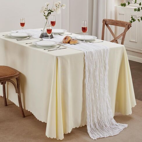 Beige Cheesecloth Table Runner 10FT Boho Gauze Table Runner 35x120 Inch Long Rustic Sheer Runner for Wedding Bridal Baby Shower Birthday Party Table Decor Thanksgiving Christmas Decorations in Saudi Arabia