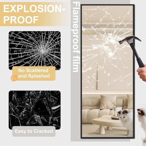 مرآة أرضية مستطيلة كاملة الطول مقاس 64 بوصة × 21 بوصة مع حامل، إطار معدني من الألومنيوم للتعليق على الحائط لكامل الجسم، مرآة معلقة على الحائط لغرفة النوم وغرفة المعيشة، مرآة تزيين باللون الأسود in Kuwait