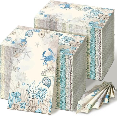 Seajan 200 Pcs Blue Floral Guest Napkins Disposable Hand Towels for Bathroom Guest Towels Paper Napkins Hand Towel Paper Guest Towels Disposable Guest Napkins for Wedding in Saudi Arabia