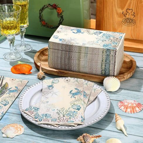 Seajan 200 Pcs Blue Floral Guest Napkins Disposable Hand Towels for Bathroom Guest Towels Paper Napkins Hand Towel Paper Guest Towels Disposable Guest Napkins for Wedding in Saudi Arabia