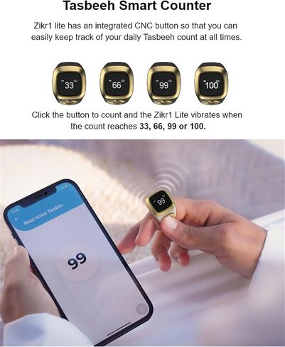 Electronic Tasbih Finger Counter, OLED Digital Tasbeeh Finger Counter Muslims Islamic Prayer Smart Rings Unisex Azan Alarm Clock Finger Counter Reminder Pray Trackers,5 Prayer Ring in Saudi Arabia