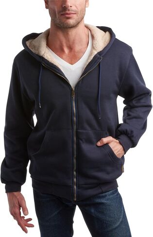 Bass Creek Outfitters Mens High Visibility Sweatshirt - Heavyweight Sherpa Lined Safety Workwear Zip Hoodie Sweatshirt, M-XXL in Kuwait