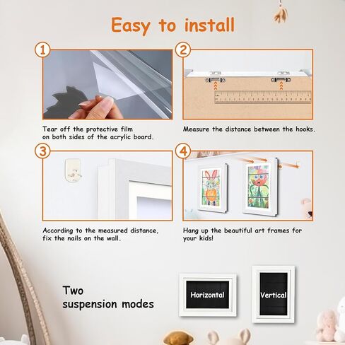 [عبوتان] إطارات عمل فنية للأطفال قابلة للتغيير مقاس 10 × 12.5 بوصة، فتحة أمامية، ديكور منزلي، ما يصل إلى 150 قطعة من الإطار الفني للأطفال، تخزين الحرف اليدوية، ديكور حائط معلق in Kuwait