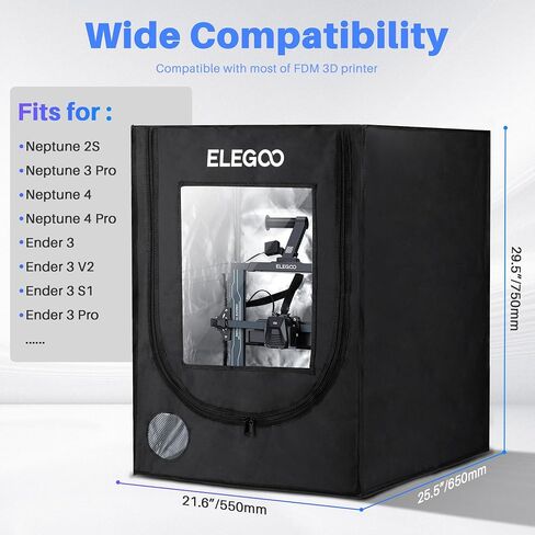 ELEGOO 3D Printer Enclosure, Fireproof and Dustproof 3D Printer Cover Constant Temperature Tent for Neptune 3 Pro/Neptune 4/Neptune 4 Pro/Ender 3/Ender 3 V2/Ender 3 S1/Kobra 2 in Saudi Arabia