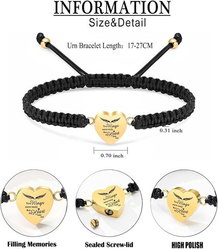 zeqingjw سوار جرة القلب للرماد سوار حرق الرماد من الفولاذ المقاوم للصدأ حامل تذكار سوار رماد تذكاري للنساء مجوهرات حرق الجثث in Saudi Arabia