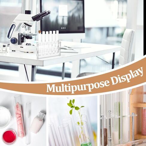 OLYCRAFT 12 Pcs Glass Test Tubes with Rack Cork Stoppers Clear Test Tubes with Acrylic Holder 6 Holes Tubes Rack Kit for Scientific Experiments Decorations and Crafts 6.3 Inch Long in Kuwait