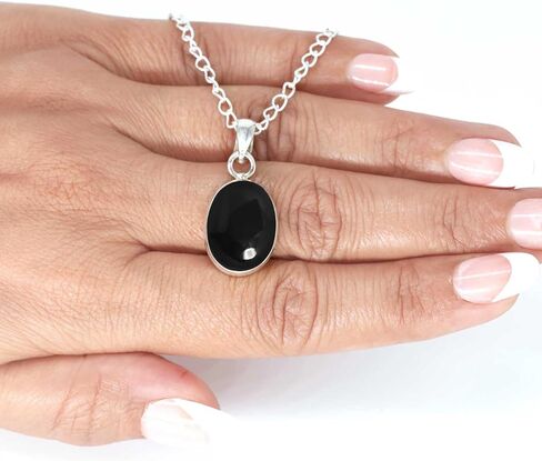 JEWELOPORIUM 925 قلادة مصنوعة يدويًا من الفضة الإسترليني للنساء 12 × 16 مجوهرات عصرية من الأحجار الكريمة البيضاوية للهدايا (99541_P) in Kuwait