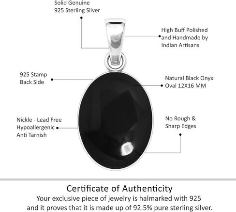 JEWELOPORIUM 925 قلادة مصنوعة يدويًا من الفضة الإسترليني للنساء 12 × 16 مجوهرات عصرية من الأحجار الكريمة البيضاوية للهدايا (99541_P) in Kuwait
