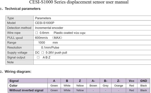 CALT 1000mm Incremental Encoder Draw Wire Linear Displacement Sensor CESI-S1000 Pushpull Output in Saudi Arabia