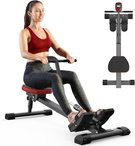 آلة التجديف، آلة التجديف الهيدروليكية مع 12 مستوى مقاومة، سعة تحميل 300 رطل، مدمجة ذكية، سكة طويلة جدًا، معدات اللياقة البدنية لكامل الجسم للاستخدام المنزلي in Kuwait