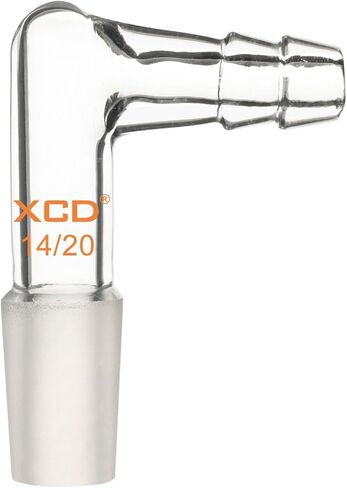 محول مكنسة/غاز زجاجي XCD، محول مدخل زجاج بوروسيليكات منحني 90 درجة مع وصلة داخلية 14/20 وخرطوم لمستلزمات المختبرات ومعدات المختبرات in Saudi Arabia