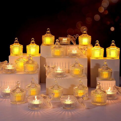 24 Pcs Votive Candle Holders Bulk, Glass Candle Jars with Lids, Tealight Candle Holders for Table Centerpieces,home Decor Wedding Bridal Fall Party Baby Shower Party Favors in Saudi Arabia