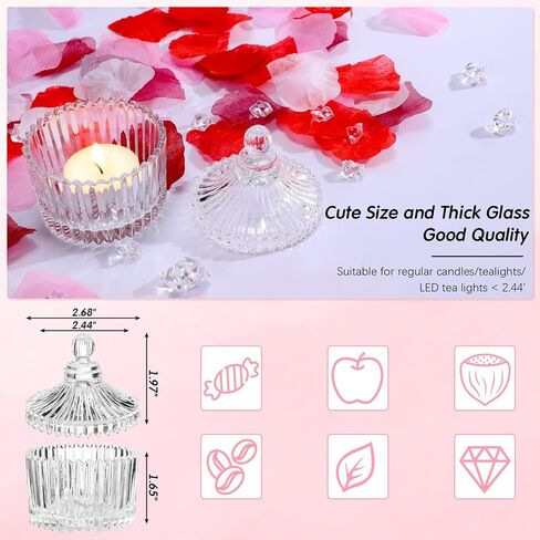 24 Pcs Votive Candle Holders Bulk, Glass Candle Jars with Lids, Tealight Candle Holders for Table Centerpieces,home Decor Wedding Bridal Fall Party Baby Shower Party Favors in Saudi Arabia