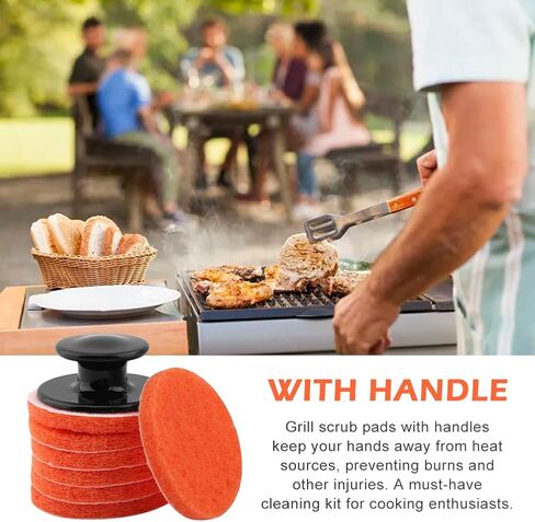 Griddle Cleaning Kit for Blackstone,7 Scrubber Pads and 1 Handle,Flat Top Grill Cleaning Kit,Heavy Duty Non-Scratch Scouring Pads for Kitchen - Easy to Remov-e Stain in Saudi Arabia