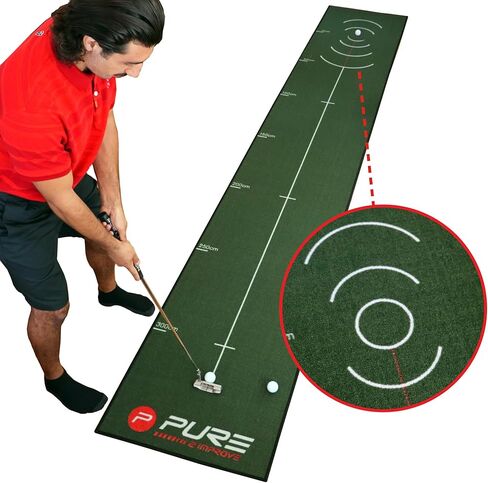 Pure2Improve Birdie Drill مقاس 13 × 26 بوصة، حصيرة ممارسة الجولف في الأماكن المغلقة/الخارجية مع لف مسطح وسطح متدحرج نقي in Kuwait