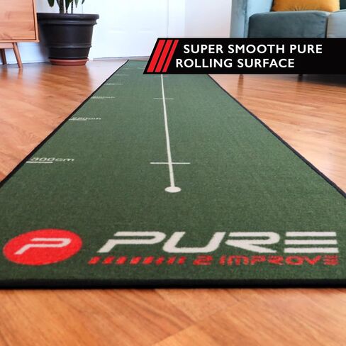 Pure2Improve Birdie Drill مقاس 13 × 26 بوصة، حصيرة ممارسة الجولف في الأماكن المغلقة/الخارجية مع لف مسطح وسطح متدحرج نقي in Kuwait