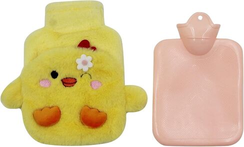 زجاجة مياه ساخنة مطاطية لتدفئة اليد من MOSSTYYUS مع غطاء قطيفة كيس ماء ساخن من مادة PVC مانعة للتسرب، ديناصور، 400 مل in Kuwait