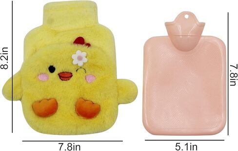 زجاجة مياه ساخنة مطاطية لتدفئة اليد من MOSSTYYUS مع غطاء قطيفة كيس ماء ساخن من مادة PVC مانعة للتسرب، ديناصور، 400 مل in Kuwait