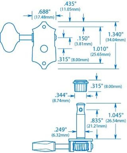 Grover 18:1 Sta-Tite 3+3 Tuning Machines for Solid Peghead, Nickel (V97-18NA) in Kuwait