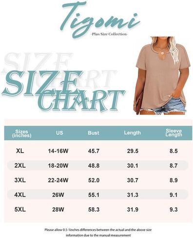 TIYOMI Plus Size Tops for Women Round Neck V Neck Summer Short Sleeve T Shirts Casual Tunic Blouses in Saudi Arabia