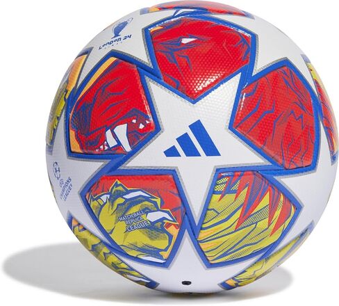كرة قدم من اديداس UEFA Champions League FIFA Quality Ball IN9334، للجنسين، كرة قدم، أبيض/أزرق متوهج/برتقالي فلاش، 5 in Saudi Arabia
